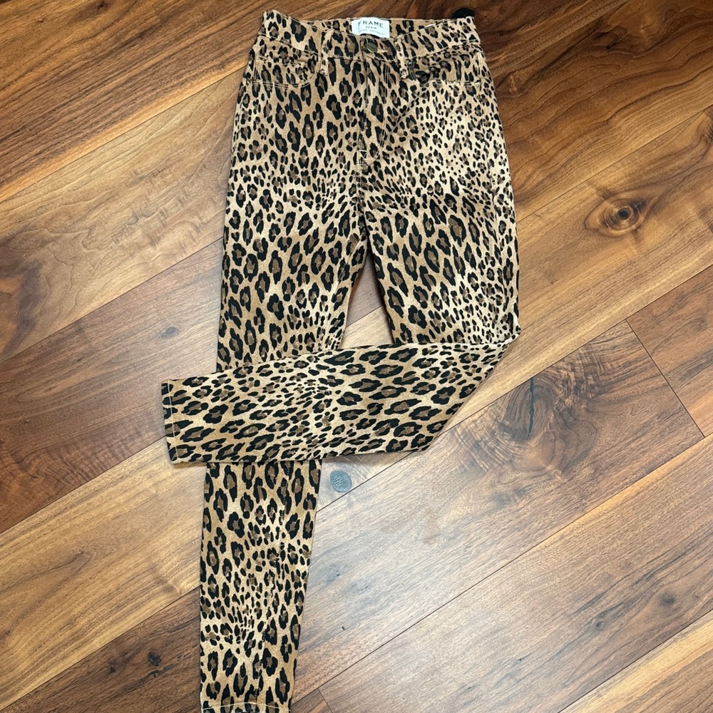 Frame Denim Leopard Print Skinny Jeans - Brown and Black